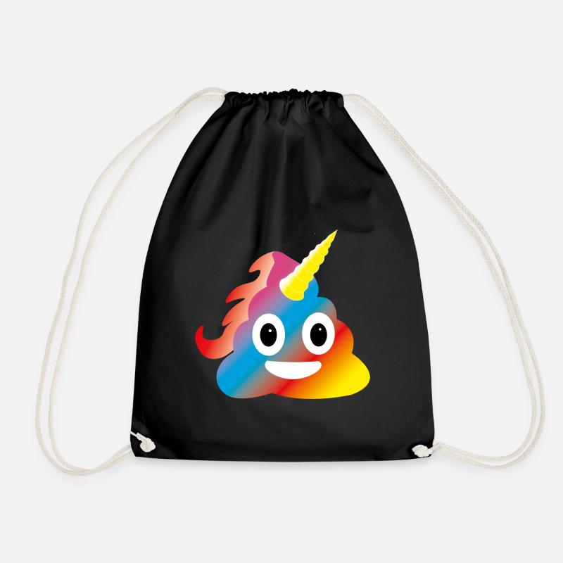 Einhorn Kaka Emoji - Turnbeutel - Schwarz