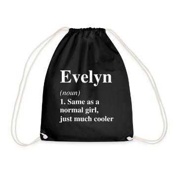 Evelyn Definition Cooler Name Spruch Geschenk - Turnbeutel - Schwarz - Vorne