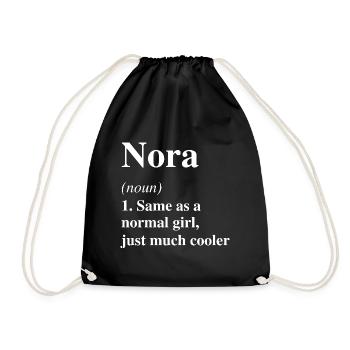 Nora Definition Cooler Name Spruch Geschenk - Turnbeutel - Schwarz - Vorne