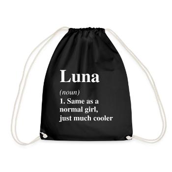 Luna Definition Cool Name Saying Gift - Drawstring Bag - black - Front