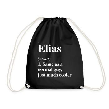 Elias Definition Cool Name Saying Gift - Drawstring Bag - black - Front