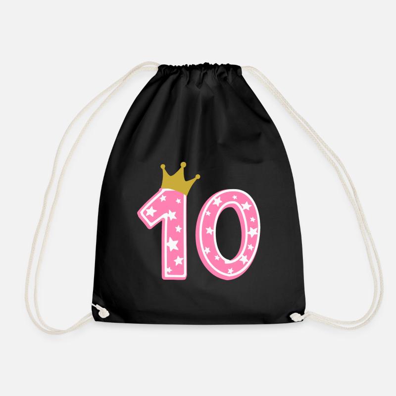 10 Krone 10. Geburtstag 10 Jahre - Turnbeutel - Schwarz