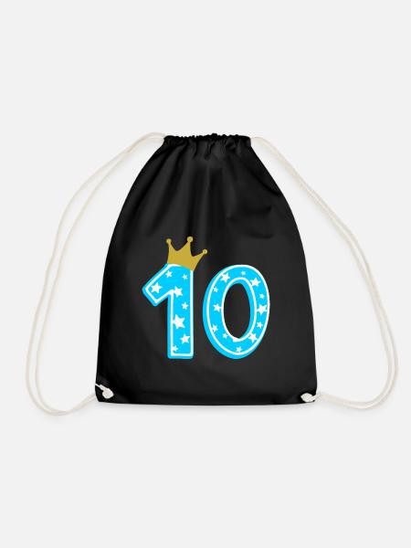 10 Krone 10. Geburtstag 10 Jahre - Turnbeutel - Schwarz