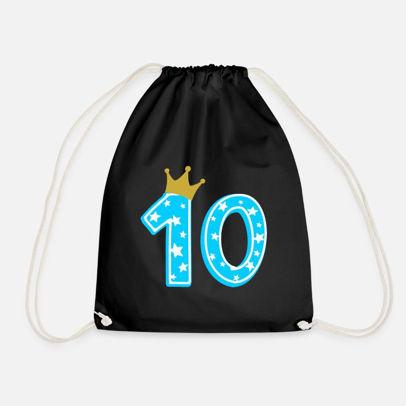 10 Krone 10. Geburtstag 10 Jahre - Turnbeutel - Schwarz