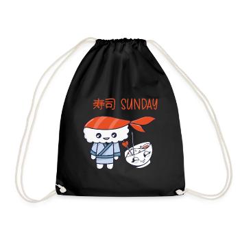 Kawaii Japanese Food Salmon Salmon Sushi Roll - Drawstring Bag - black - Front