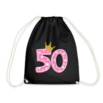 50 Krone 50. Geburtstag 50 Jahre - Turnbeutel - Schwarz - Vorne
