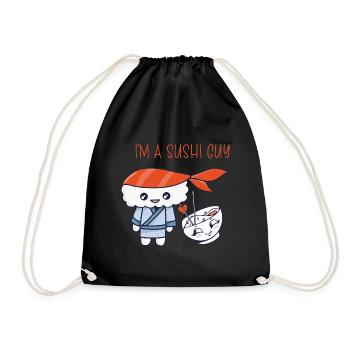 Kawaii Japanese Food Salmon Salmon Sushi Roll - Drawstring Bag - black - Front