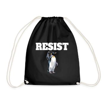 Penguin Protests Resistance Taxes - Drawstring Bag - black - Front
