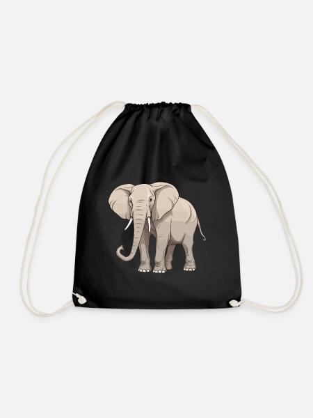 Elefant Tier - Turnbeutel - Schwarz