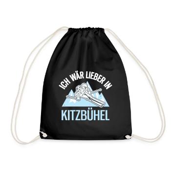 Ich Wär Lieber In Kitzbühel Skifahren Skifahrer - Turnbeutel - Schwarz - Vorne