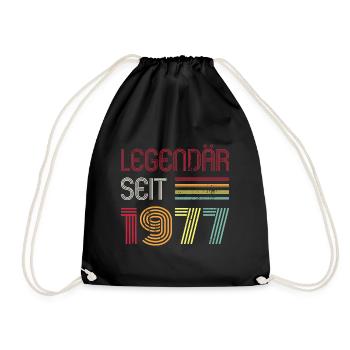 Legendär Seit 1977 Jahr Retro 77er Jahrgang - Turnbeutel - Schwarz - Vorne