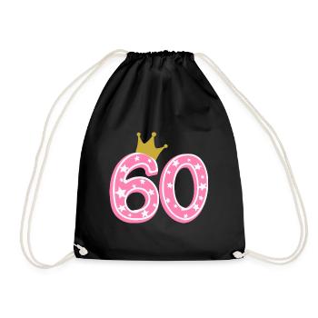 60 Krone 60. Geburtstag 60 Jahre - Turnbeutel - Schwarz - Vorne