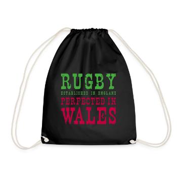 Rugby Perfected In Wales Rugby - Turnbeutel - Schwarz - Vorne