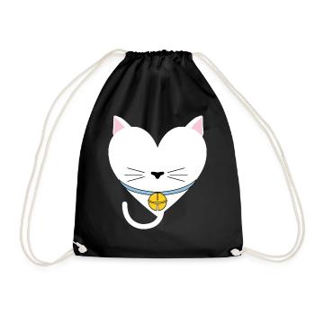 Katzenherz-Design für Katzenfans - Turnbeutel - Schwarz - Vorne