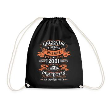 Die Legenden wurden im Dezember 2001 geboren Geschenk - Turnbeutel - Schwarz - Vorne