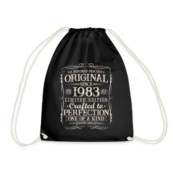 1983 born vintage birthday gift - Drawstring Bag - black - Front