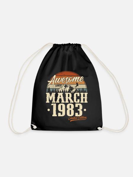 März 1983 Jahrgang geboren Vintage Geburtstag - Turnbeutel - Schwarz