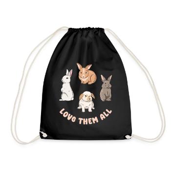 Cute rabbit design for bunny owners - Drawstring Bag - black - Front