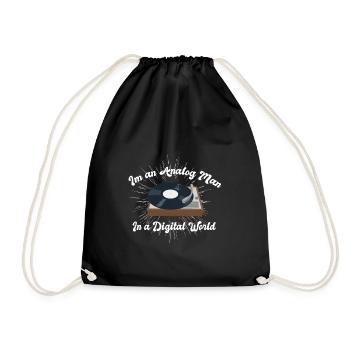 MUSIC / RECORD PLAYER: Analog Man - Drawstring Bag - black - Front
