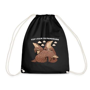 Yep I Talk To Pangolins - Drawstring Bag - black - Front