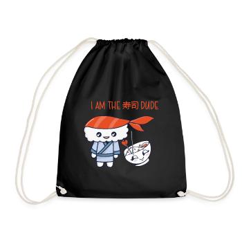 Kawaii Japanese Food Salmon Salmon Sushi Roll - Drawstring Bag - black - Front