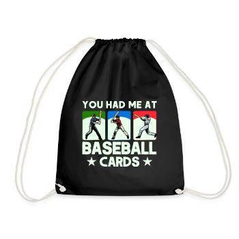 Baseball Card Sports Cards Collection Gift - Drawstring Bag - black - Front