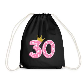 30 Krone 30. Geburtstag 30 Jahre - Turnbeutel - Schwarz - Vorne