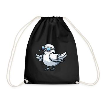 Taube Vogel Cool Tier - Turnbeutel - Schwarz - Vorne