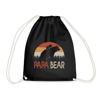 dad bear gift humor dad Dad's birthday - Drawstring Bag - black - Front