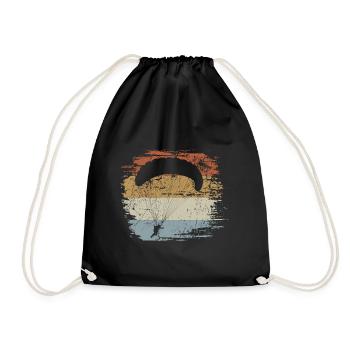 Gleitschirm - Retro - Vintage - Silhouette - Turnbeutel - Schwarz - Vorne