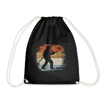Feuerwehrmann Retro - Vintage - Silhouette - Turnbeutel - Schwarz - Vorne