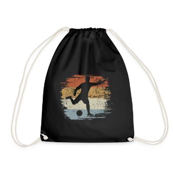 Fußball - Retro - Vintage - Silhouette - Turnbeutel - Schwarz - Vorne