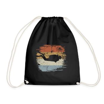 Tauchen - Retro - Vintage - Silhouette - Turnbeutel - Schwarz - Vorne