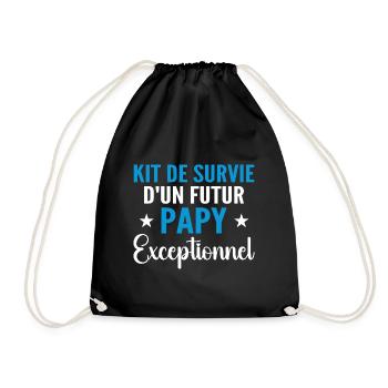 Personalisiertes Geschenk für den zukünftigen Opa Survival Kit - Turnbeutel - Schwarz - Vorne