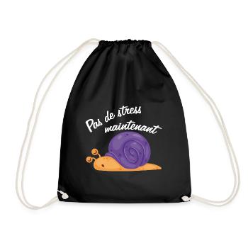 Pas de stress un drôle d'escargot qui dort - Sac de sport léger - noir - Devant