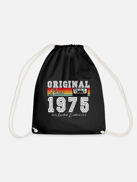1975 Vintage Born Vintage Retro Birthday - Drawstring Bag - black