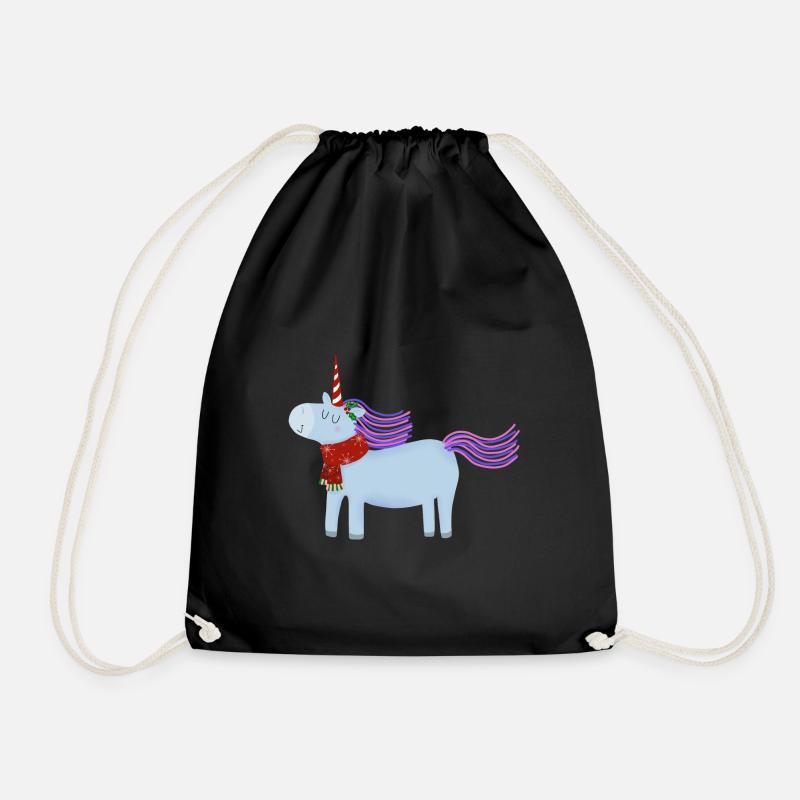 Licorne de Noël avec écharpe - Sac de sport léger - noir