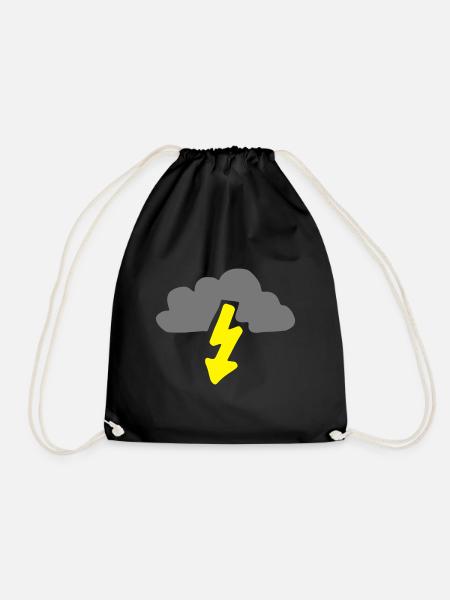 Gelber Blitz aus Wolke / yellow lightning cloud - Turnbeutel - Schwarz
