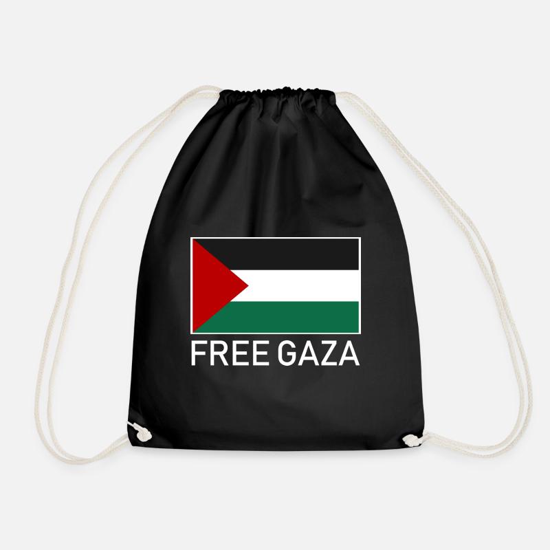 FREE GAZA Palestine Gift Idea Islam - Drawstring Bag - black