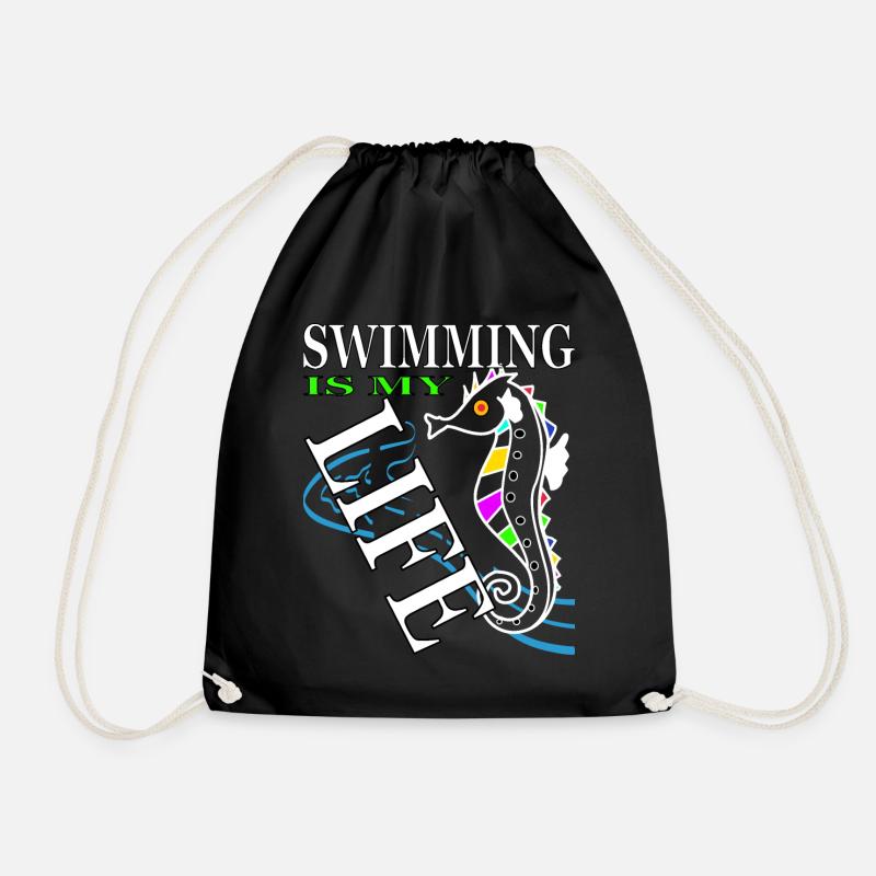 schwimmen Schwimmer - Turnbeutel - Schwarz