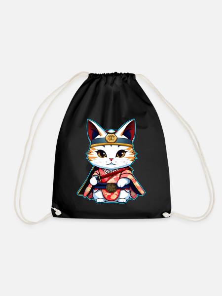 Mignon chat samouraï - Sac de sport léger - noir