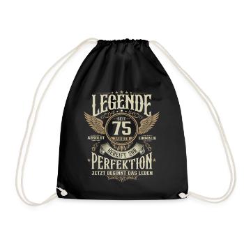 75 Geburtstag Geschenk - Legende seit 75 Jahren - Turnbeutel - Schwarz - Vorne
