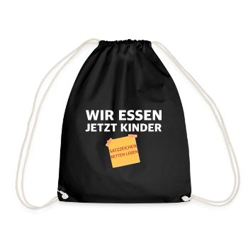 Satzzeichen retten leben | essen, Kinder - Turnbeutel - Schwarz - Vorne