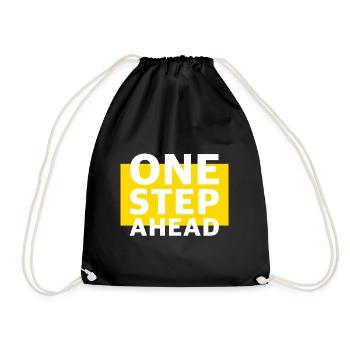 One step ahead | Motivation, goal, success - Drawstring Bag - black - Front