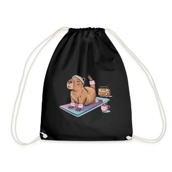 Lustiges Pilates Yoga Capybara - Turnbeutel - Schwarz - Vorne