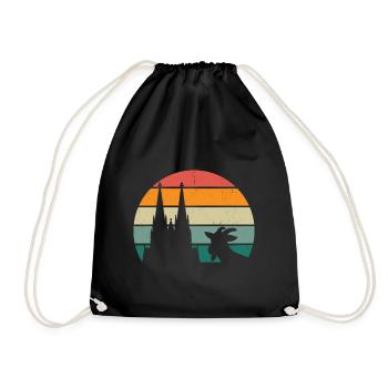 Cologne, my city! With cathedral, sun and goat - Drawstring Bag - black - Front