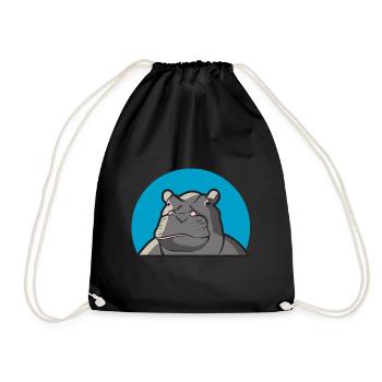 Hippo Nilpferd - Turnbeutel - Schwarz - Vorne