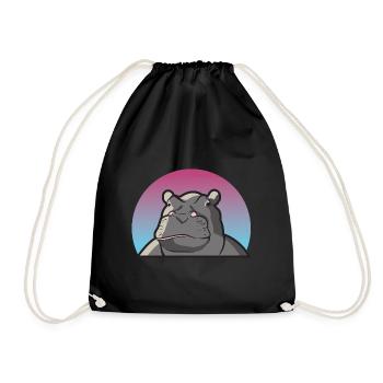 Hippo hippopotamus hippo pachyderm gift animal - Drawstring Bag - black - Front