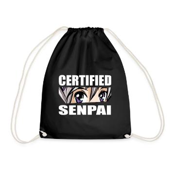 Certified Senpai Anime Manga Zertifizierter Senpai - Turnbeutel - Schwarz - Vorne