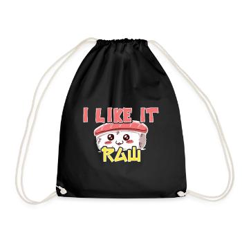 Kawaii Japanese Food Salmon Salmon Sushi Roll - Drawstring Bag - black - Front